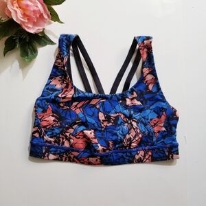 LULULEMON Energy Bra Exhale Yoga Storm Harbor Blue Strappy Athletic Pilates 6